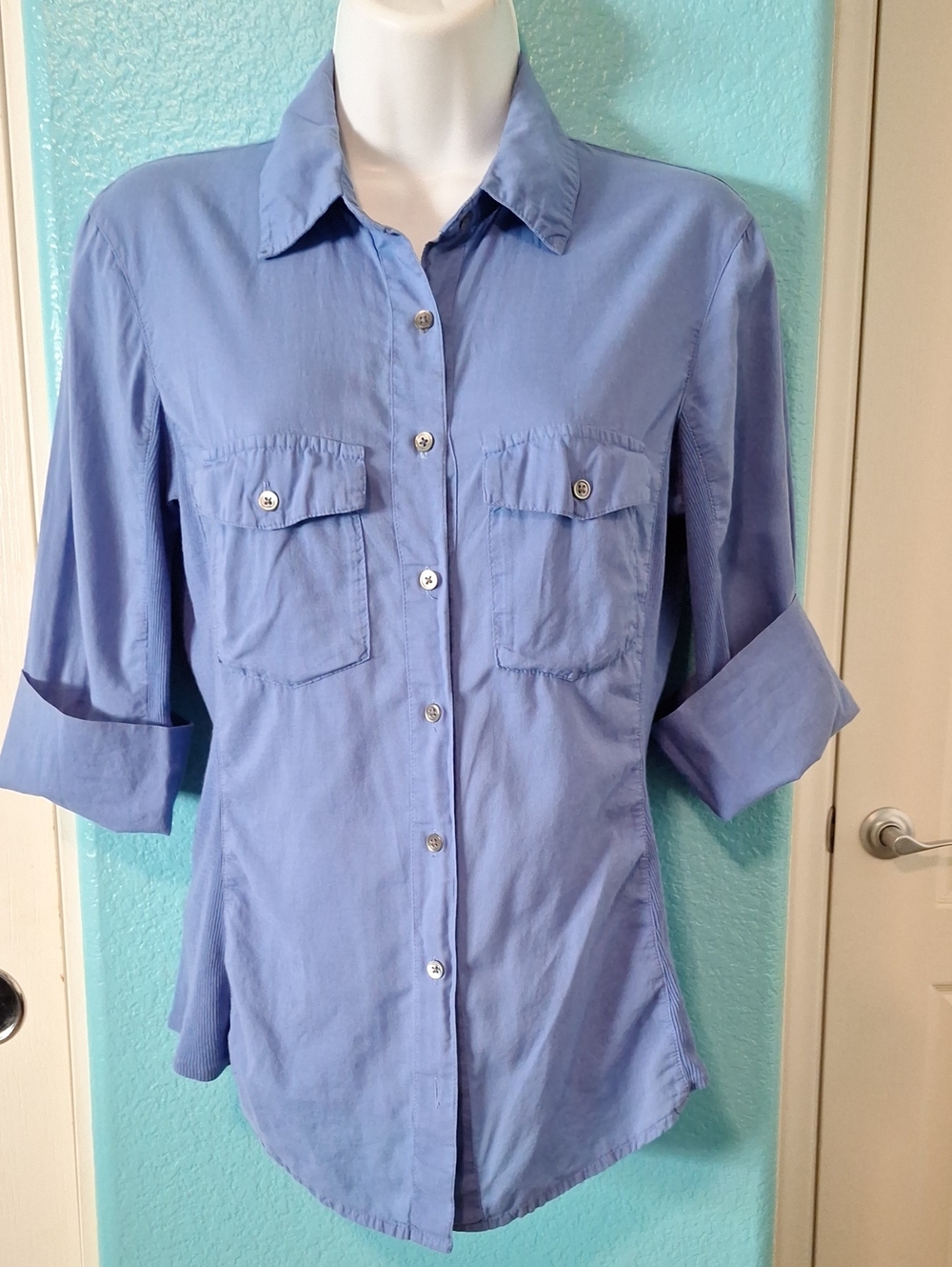 James Perse- Blue Contrast Panel Shirt Size 2